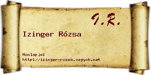 Izinger Rózsa névjegykártya