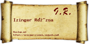 Izinger Rózsa névjegykártya